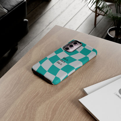 Mercedes Teal and Grey Checkered F1 Phone Case, Box Box Box F1 Phone Case