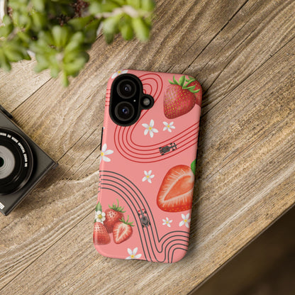 Red F1 Audi and Strawberries Phone Case, Trendy F1 Gift, Formula 1 Gift, Cute Fruit F1 Phone Case, Unique Phone Case