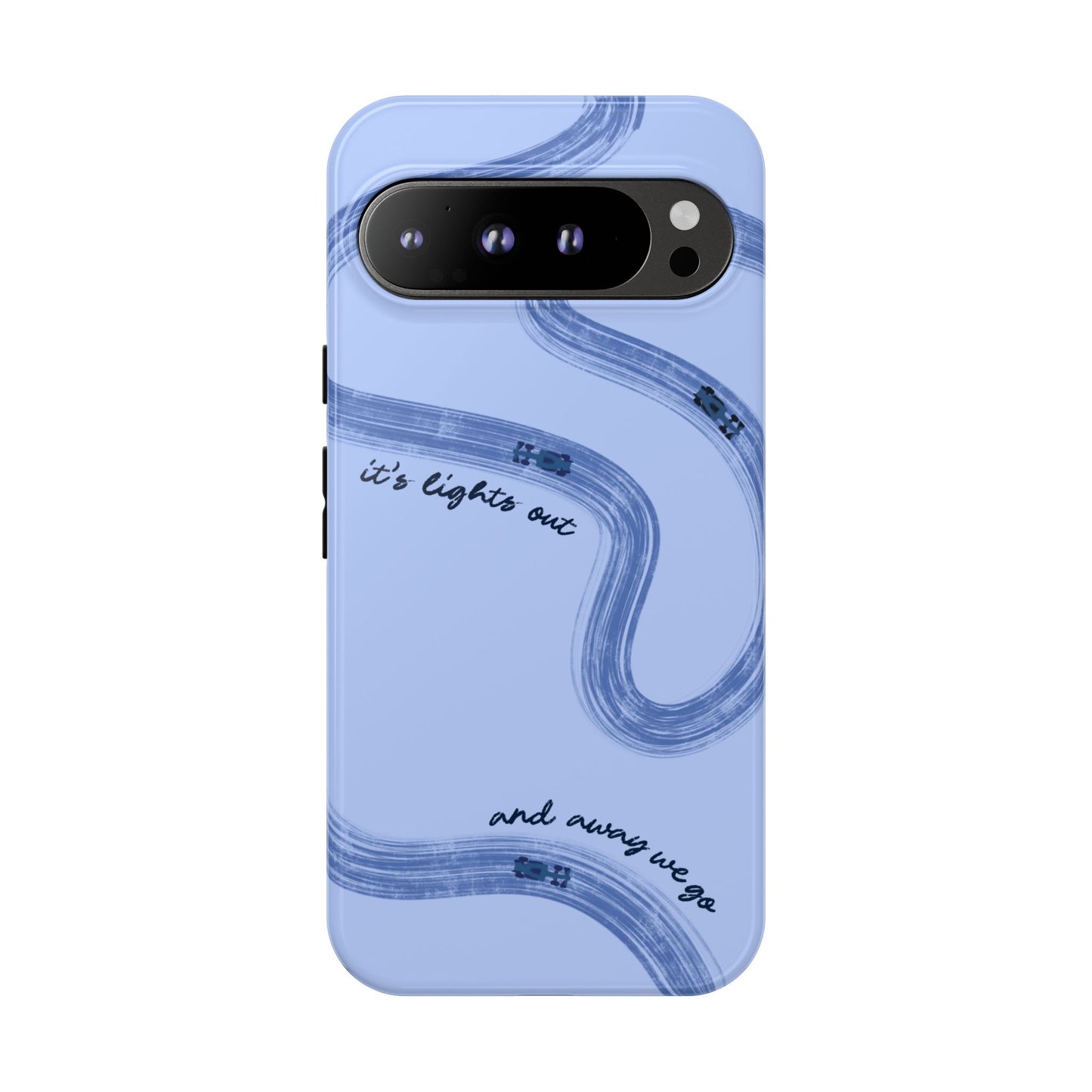 F1 Phone Case Monochrome Blue Painted "its lights out and away we go", Trendy F1 Gift, Formula 1 Gift, Cute F1 Phone Case, Phone Case