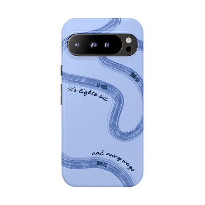 F1 Phone Case Monochrome Blue Painted "its lights out and away we go", Trendy F1 Gift, Formula 1 Gift, Cute F1 Phone Case, Phone Case