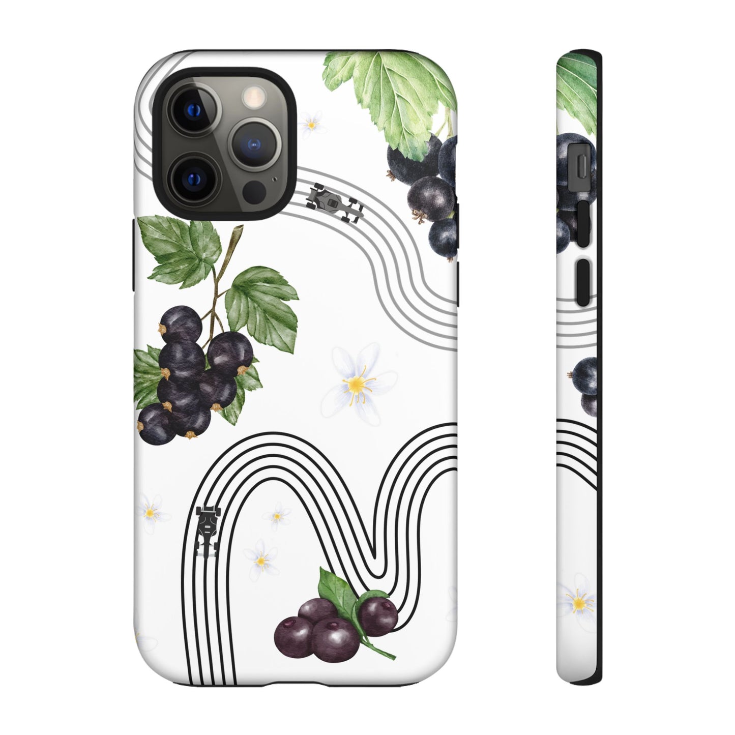 F1 Cadillac and Black Currants Phone Case, Trendy F1 Gift, Formula 1 Gift, Cute Fruit F1 Phone Case, Unique Phone Case