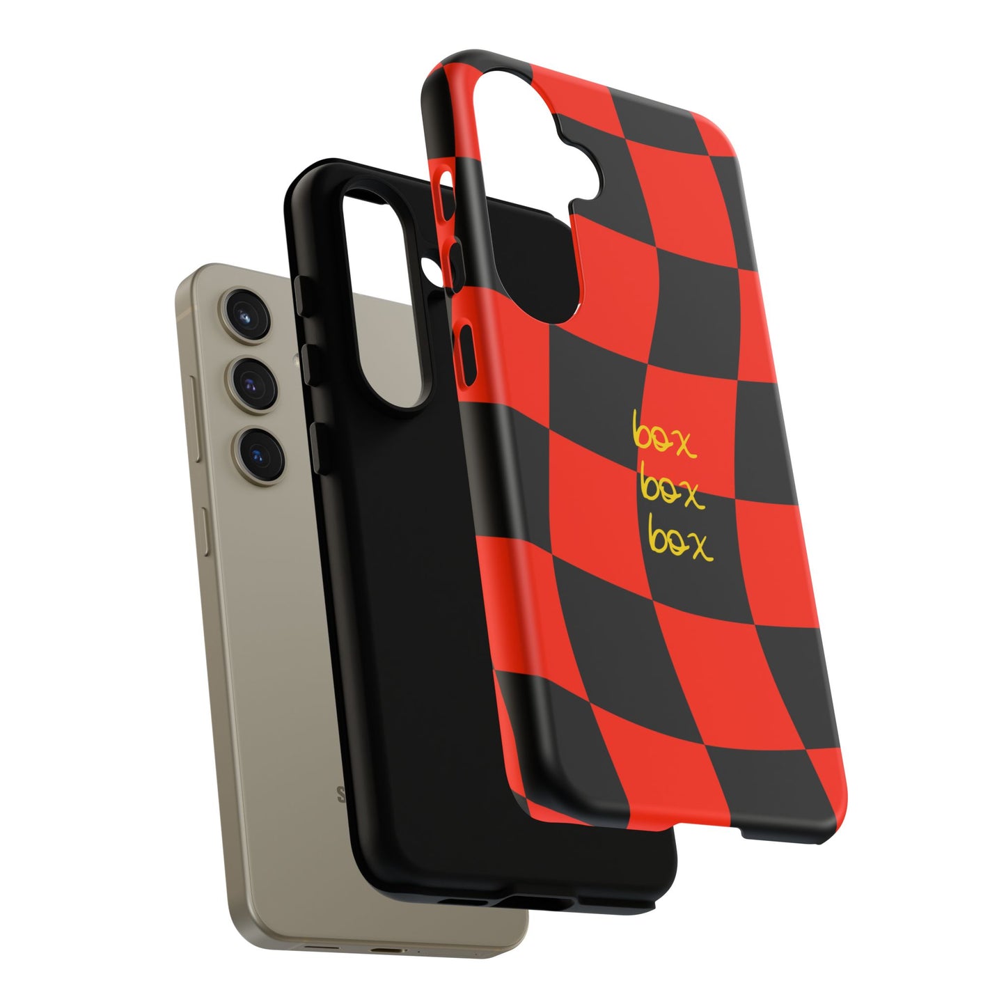 F1 Ferrari Black and Red Checkered Phone Case, Box Box Box F1 Phone Case