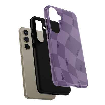 F1 Phone Case Purple Checkered Design, Trendy F1 Gift, Formula 1 Gift, Cute F1 Phone Case, Unique Formula One Phone Case