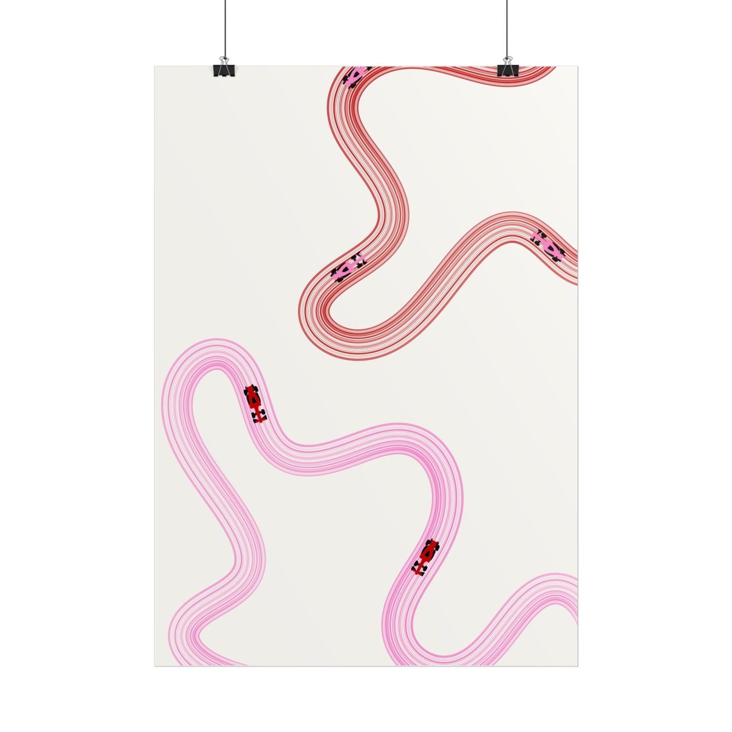 Pink and Red F1 Abstract Art Poster | Minimalist F1 Art - EU Sizing (Physical Print)