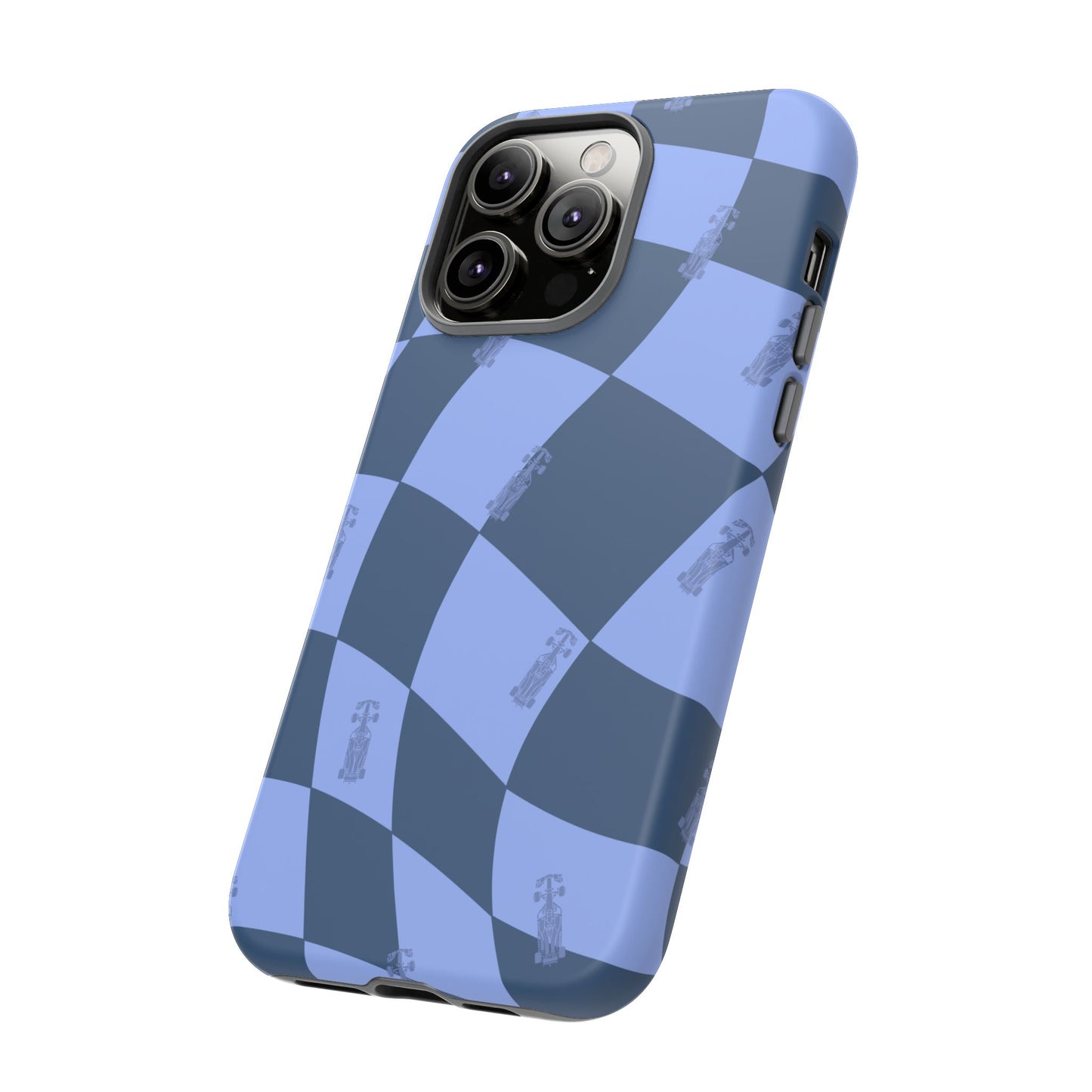 F1 Phone Case Blue Checkerboard Design, Trendy F1 Gift, Formula 1 Gift, Cute F1 Phone Case, Unique Formula One Phone Case