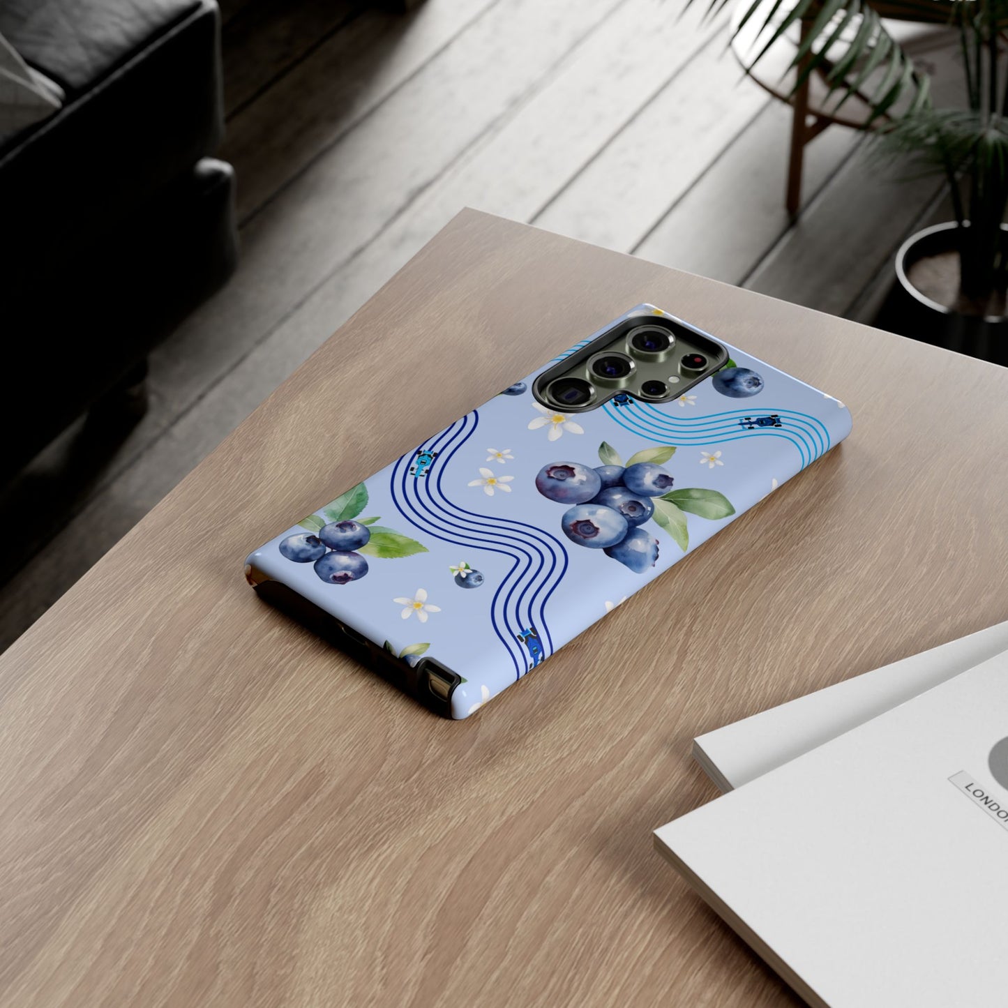 Blue F1 Williams and Blueberries Phone Case, Trendy F1 Gift, Formula 1 Gift, Cute Fruit F1 Phone Case, Unique Phone Case