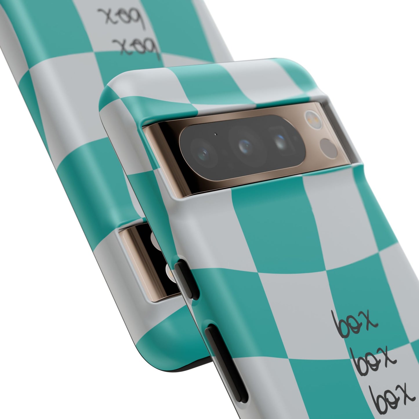 Mercedes Teal and Grey Checkered F1 Phone Case, Box Box Box F1 Phone Case