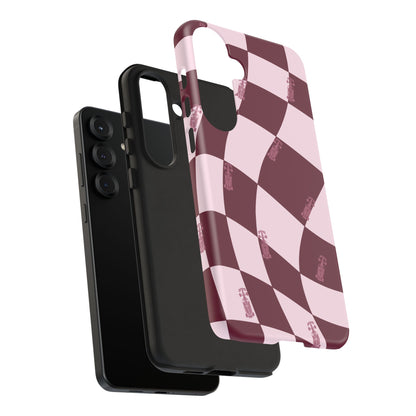 F1 Phone Case Pink Checkered Design, Trendy F1 Gift, Formula 1 Gift, Cute F1 Phone Case, Unique Formula One Phone Case