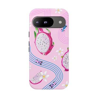 Pink F1 Alpine and Dragonfruit Phone Case, Trendy F1 Gift, Formula 1 Gift, Cute Fruit F1 Phone Case, Unique Phone Case