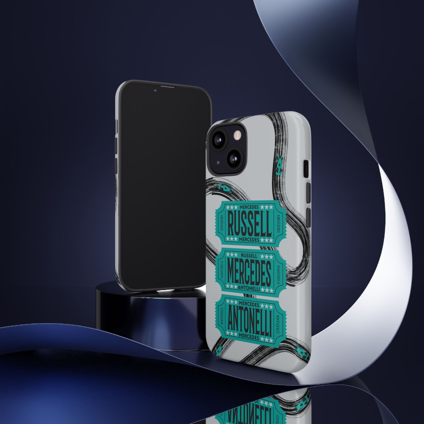 Mercedes F1 Phone Case Painted Ticket Stubs, Trendy F1 Gift, Formula 1 Gift, Cute F1 Phone Case