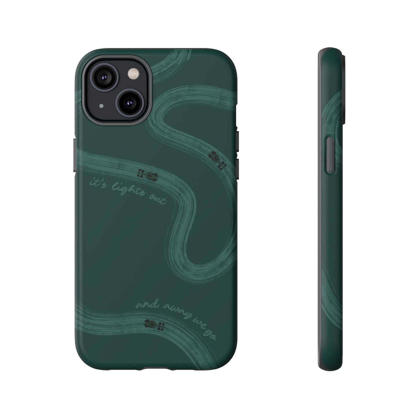 F1 Phone Case Monochrome Green Painted "its lights out and away we go", Trendy F1 Gift, Formula 1 Gift, Cute F1 Phone Case, Phone Case