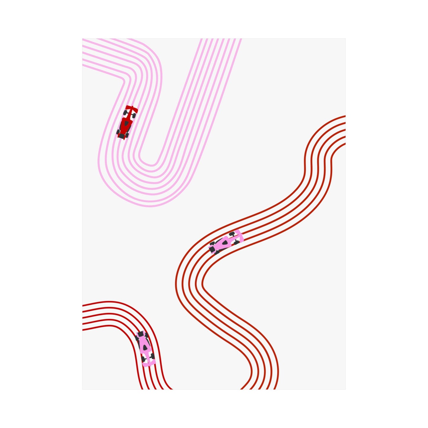Pink and Red Abstract F1 Matte Vertical Poster | F1 Giclée Art Print (US SIZING)