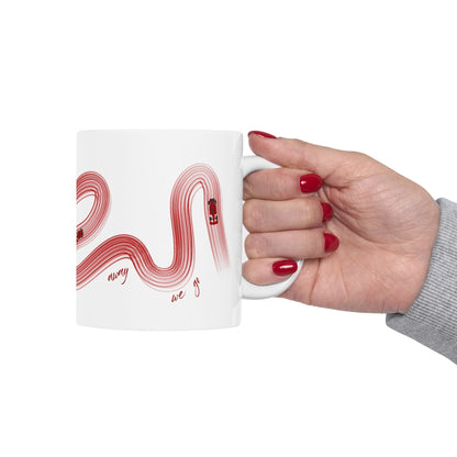 Red Painted F1  It's Lights Out and Away We Go Mug, Unique Gift for Coffee Lovers, Whimsical Formula 1 Gift