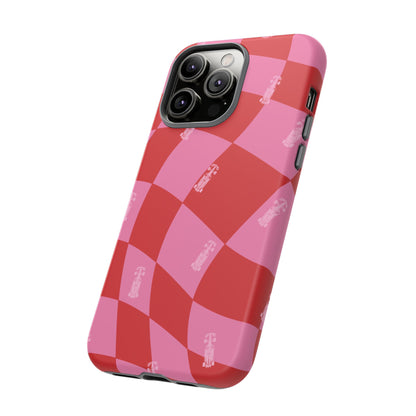 F1 Phone Case Pink and Red Checkerboard Design, Trendy F1 Gift, Girly Formula 1 Gift, Cute F1 Phone Case, Unique Formula One Phone Case