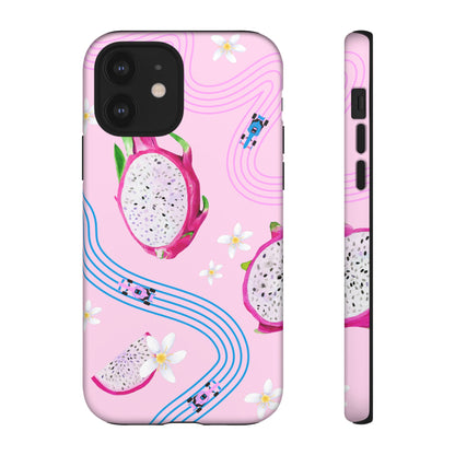 Pink F1 Alpine and Dragonfruit Phone Case, Trendy F1 Gift, Formula 1 Gift, Cute Fruit F1 Phone Case, Unique Phone Case