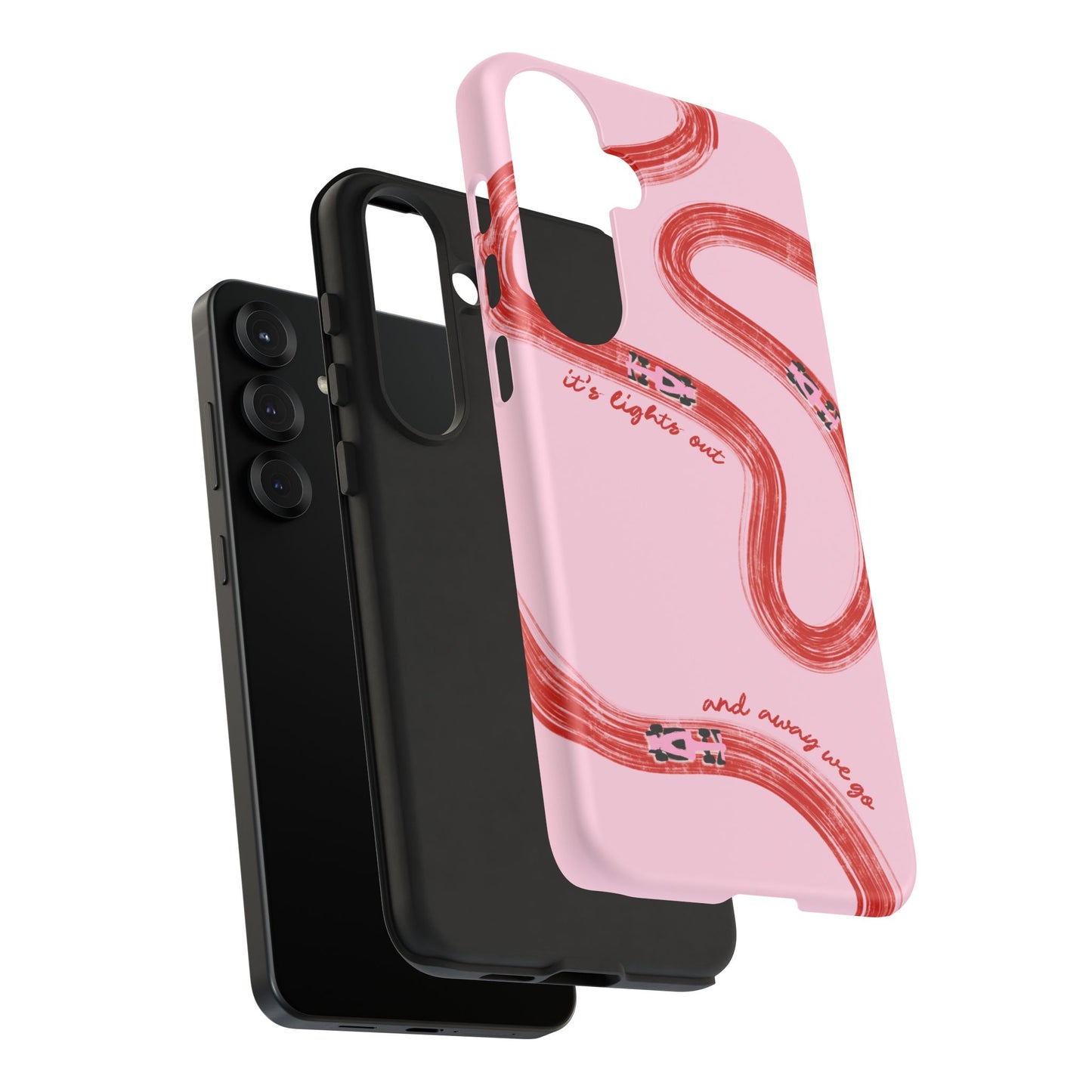 F1 Phone Case Pink and Red Painted "its lights out and away we go", Trendy F1 Gift, Formula 1 Gift, Cute F1 Phone Case, Unique Phone Case