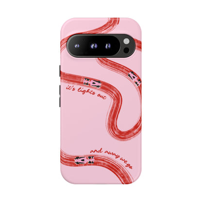 F1 Phone Case Pink and Red Painted "its lights out and away we go", Trendy F1 Gift, Formula 1 Gift, Cute F1 Phone Case, Unique Phone Case