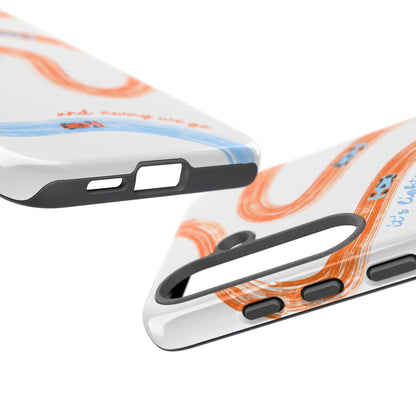 McLaren F1 Phone Case Orange and Blue Painted "its lights out and away we go", Trendy F1 Gift, Formula 1 Gift, Cute F1 Phone Case