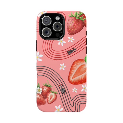 Red F1 Audi and Strawberries Phone Case, Trendy F1 Gift, Formula 1 Gift, Cute Fruit F1 Phone Case, Unique Phone Case