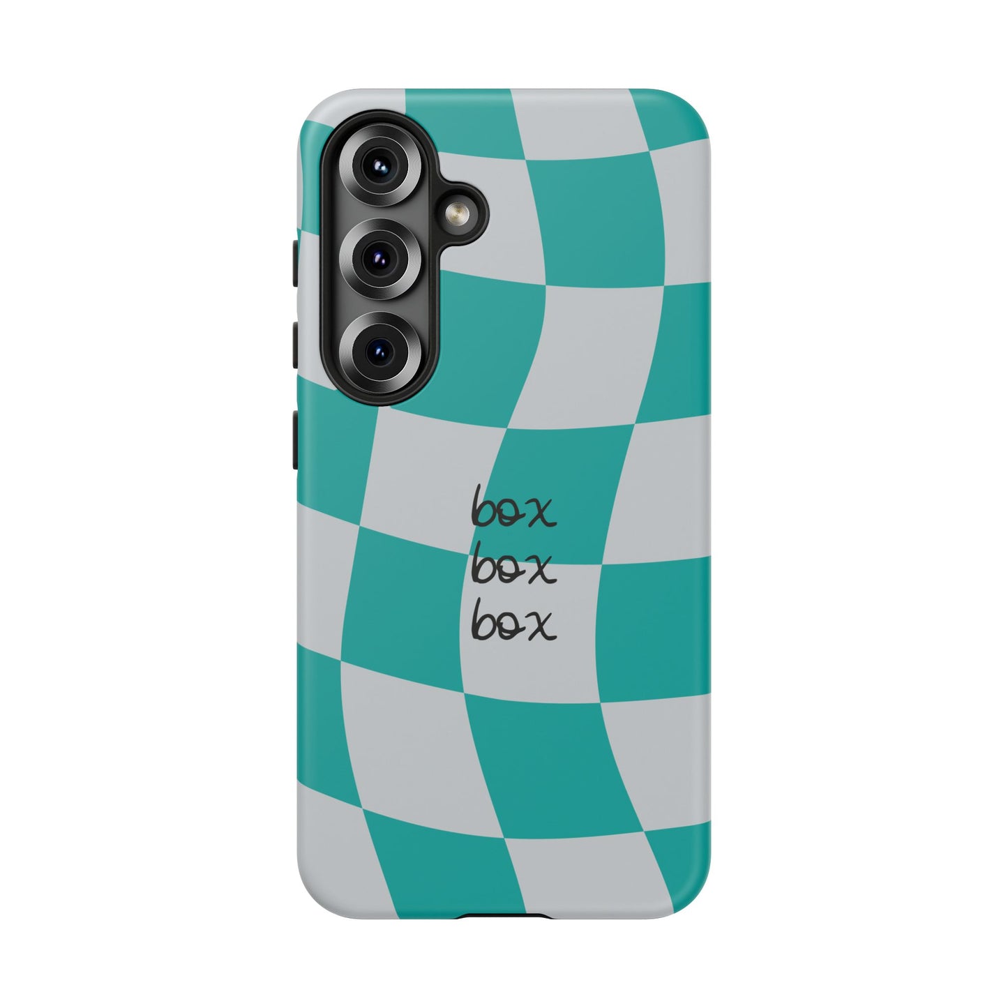 Mercedes Teal and Grey Checkered F1 Phone Case, Box Box Box F1 Phone Case