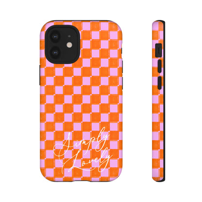 Simply Lovely Orange and Pink Checkered F1 Phone Case Design, Trendy F1 Gift, Formula 1 Gift, Cute F1 Phone Case