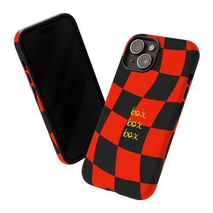 F1 Ferrari Black and Red Checkered Phone Case, Box Box Box F1 Phone Case