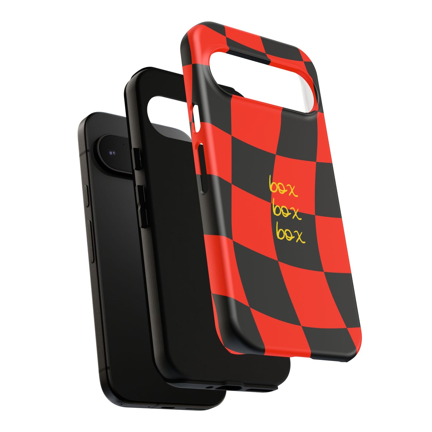 F1 Ferrari Black and Red Checkered Phone Case, Box Box Box F1 Phone Case