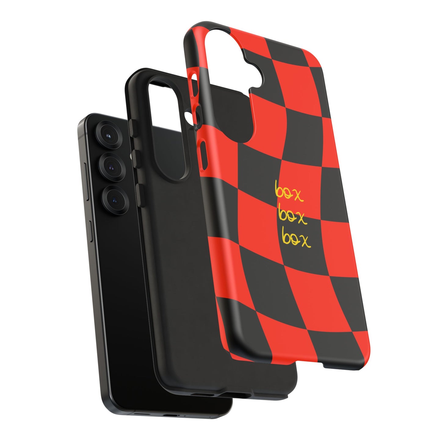 F1 Ferrari Black and Red Checkered Phone Case, Box Box Box F1 Phone Case