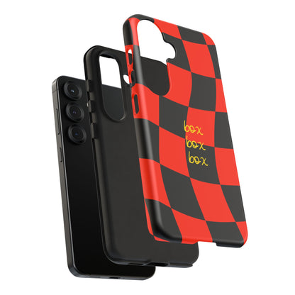 F1 Ferrari Black and Red Checkered Phone Case, Box Box Box F1 Phone Case