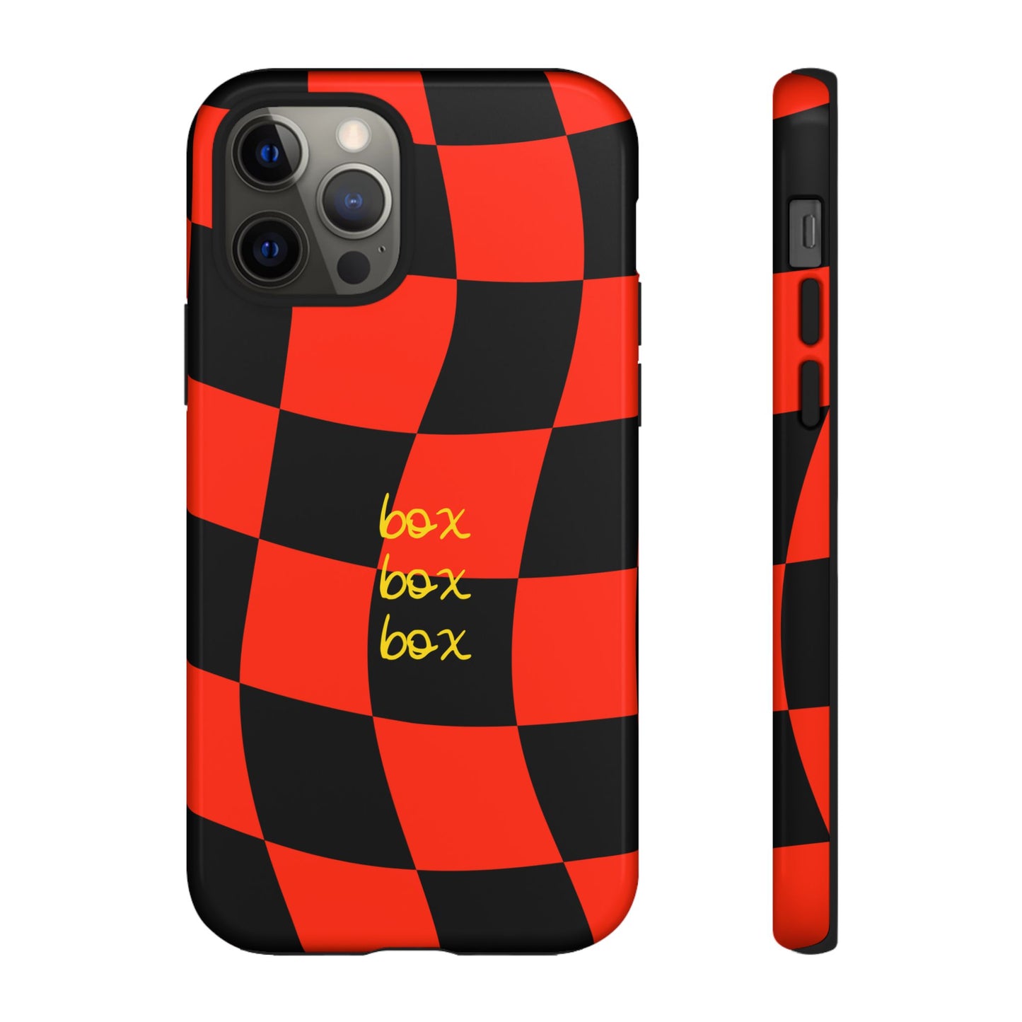 F1 Ferrari Black and Red Checkered Phone Case, Box Box Box F1 Phone Case