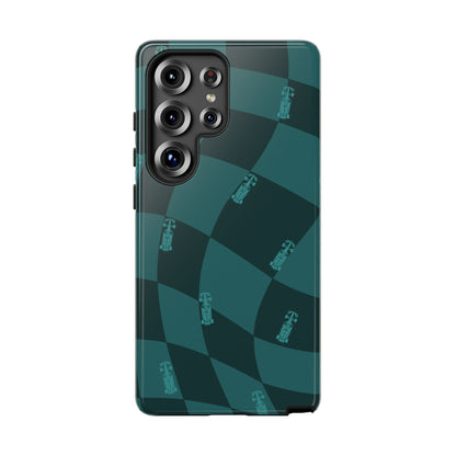 F1 Phone Case Teal Checkered Design, Trendy F1 Gift, Formula 1 Gift, Cute F1 Phone Case, Unique Formula One Phone Case