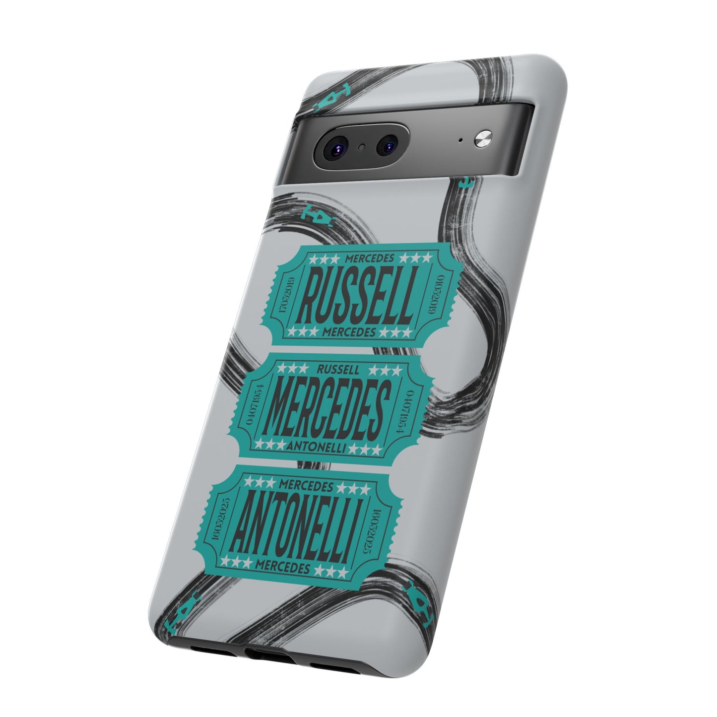 Mercedes F1 Phone Case Painted Ticket Stubs, Trendy F1 Gift, Formula 1 Gift, Cute F1 Phone Case