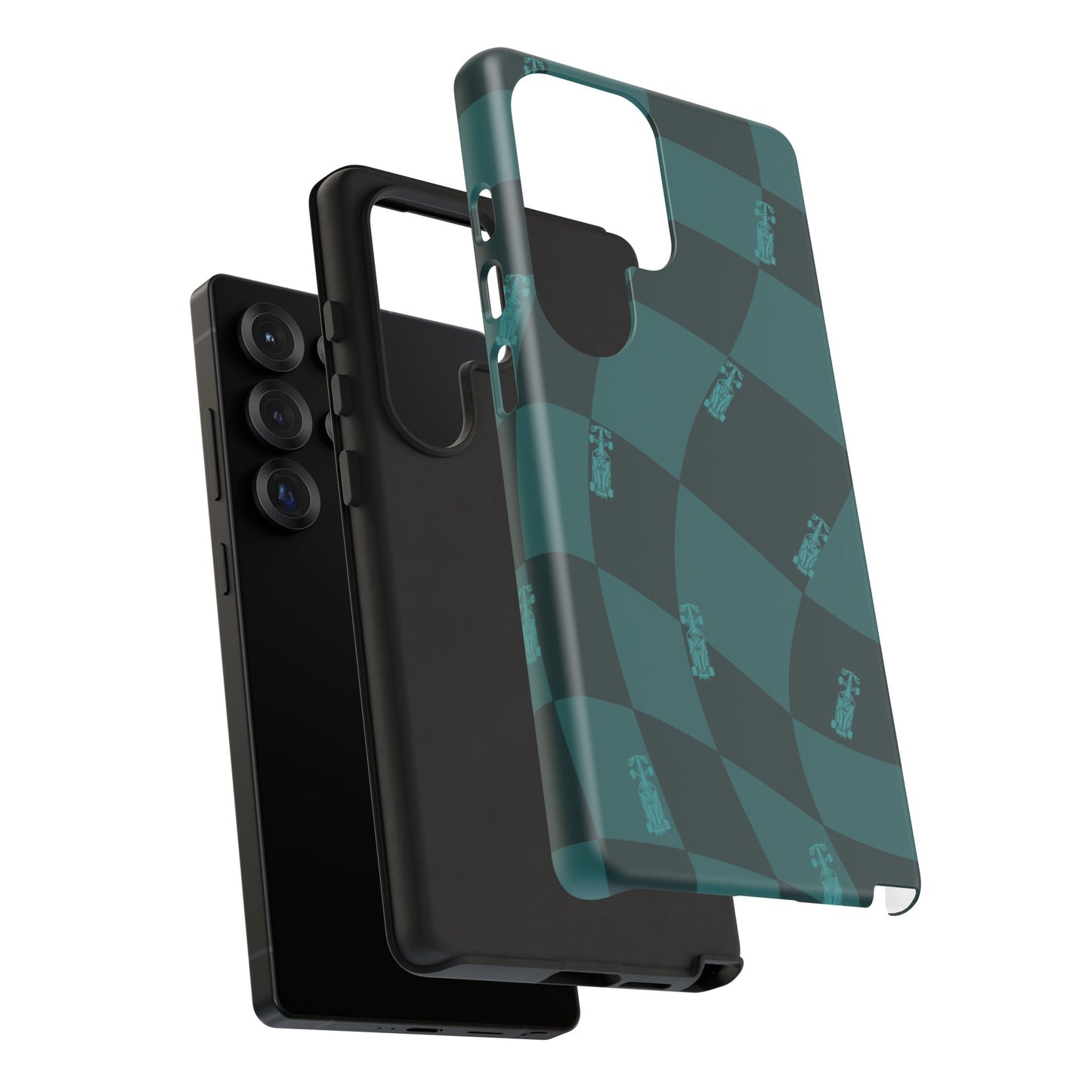 F1 Phone Case Teal Checkered Design, Trendy F1 Gift, Formula 1 Gift, Cute F1 Phone Case, Unique Formula One Phone Case