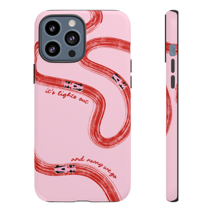F1 Phone Case Pink and Red Painted "its lights out and away we go", Trendy F1 Gift, Formula 1 Gift, Cute F1 Phone Case, Unique Phone Case