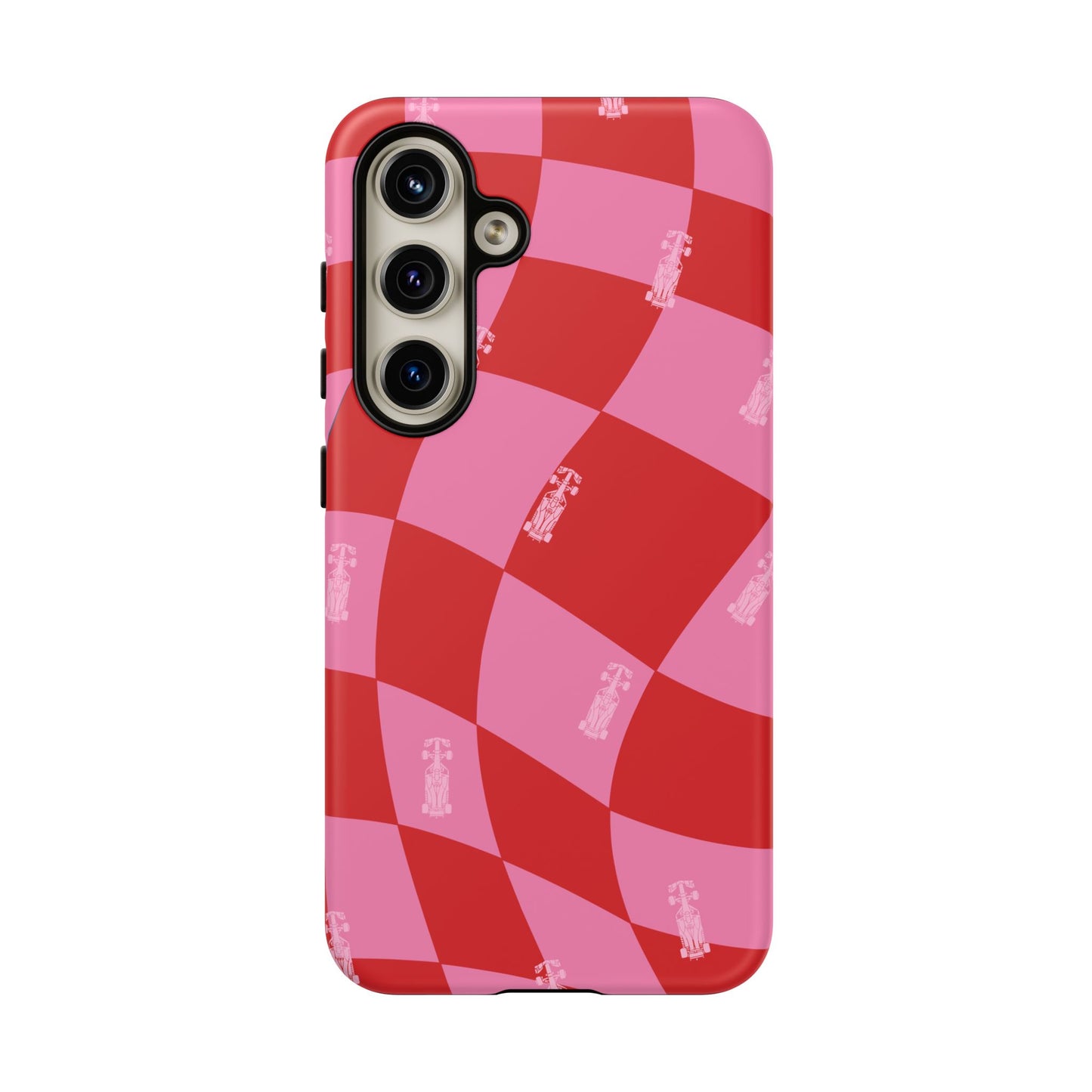 F1 Phone Case Pink and Red Checkerboard Design, Trendy F1 Gift, Girly Formula 1 Gift, Cute F1 Phone Case, Unique Formula One Phone Case