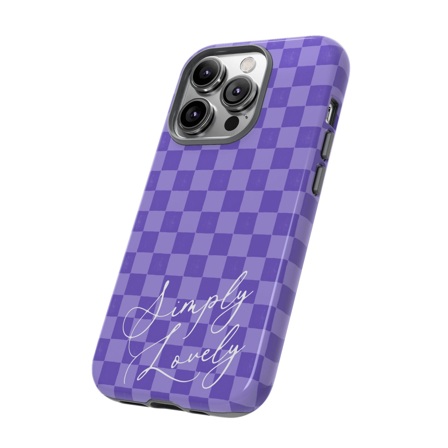 Simply Lovely Purple Checkered F1 Phone Case Design, Trendy F1 Gift, Formula 1 Gift, Cute F1 Phone Case