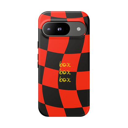 F1 Ferrari Black and Red Checkered Phone Case, Box Box Box F1 Phone Case