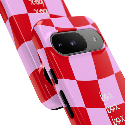 Pink and Red Checkered F1 Phone Case, Box Box Box F1 Phone Case