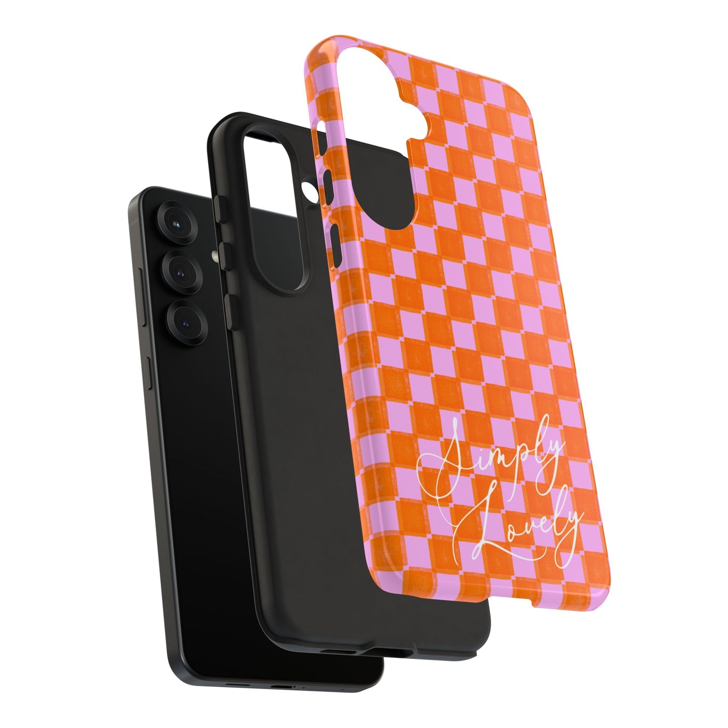 Simply Lovely Orange and Pink Checkered F1 Phone Case Design, Trendy F1 Gift, Formula 1 Gift, Cute F1 Phone Case