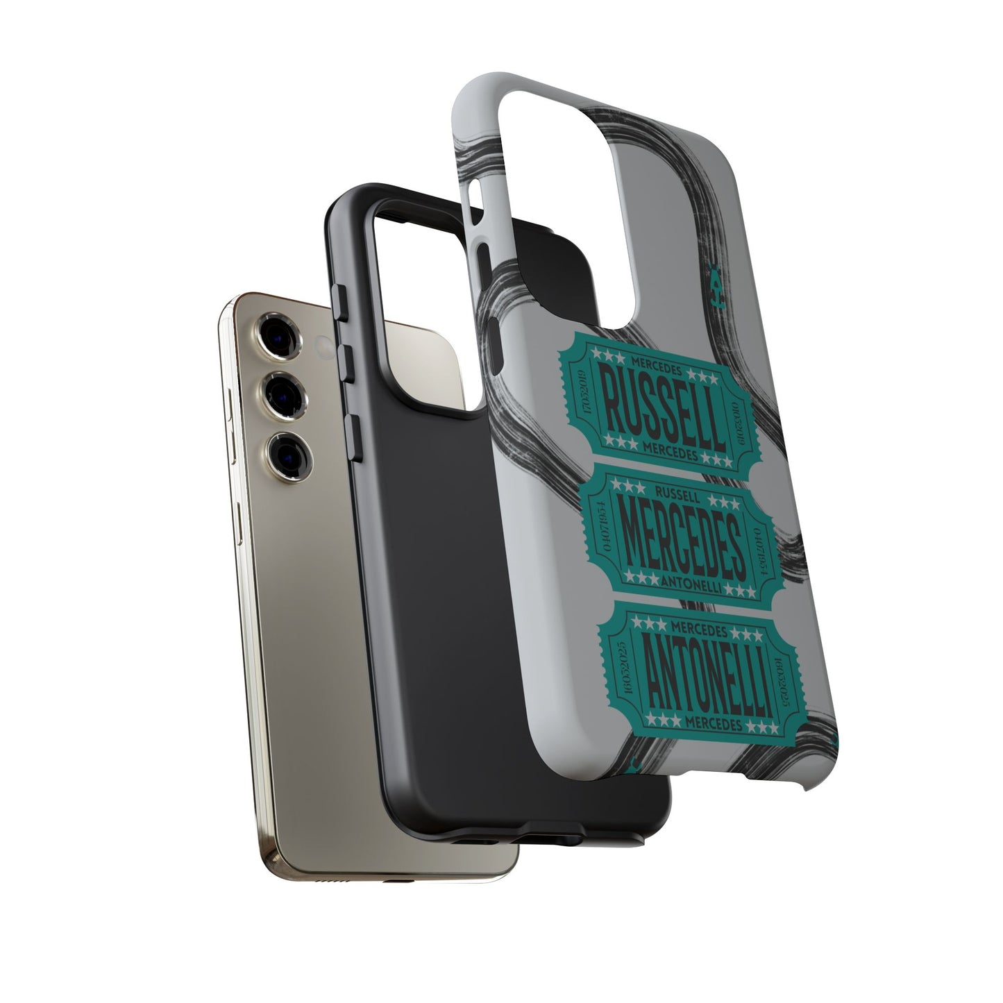 Mercedes F1 Phone Case Painted Ticket Stubs, Trendy F1 Gift, Formula 1 Gift, Cute F1 Phone Case
