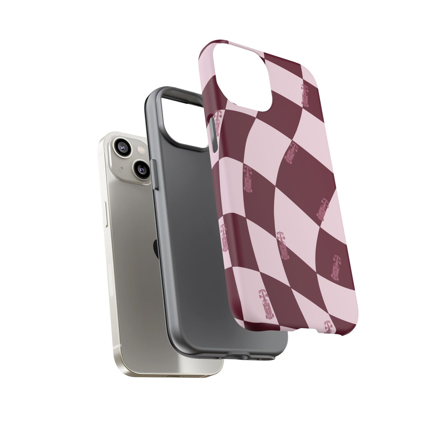F1 Phone Case Pink Checkered Design, Trendy F1 Gift, Formula 1 Gift, Cute F1 Phone Case, Unique Formula One Phone Case