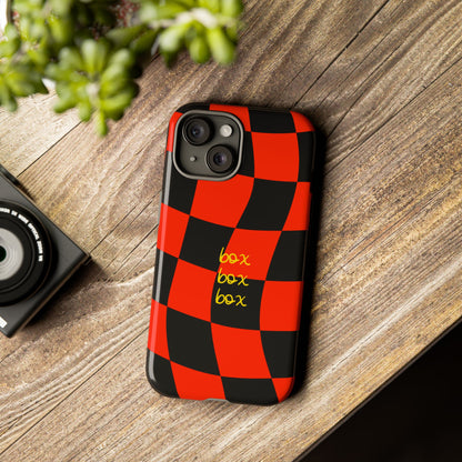 F1 Ferrari Black and Red Checkered Phone Case, Box Box Box F1 Phone Case