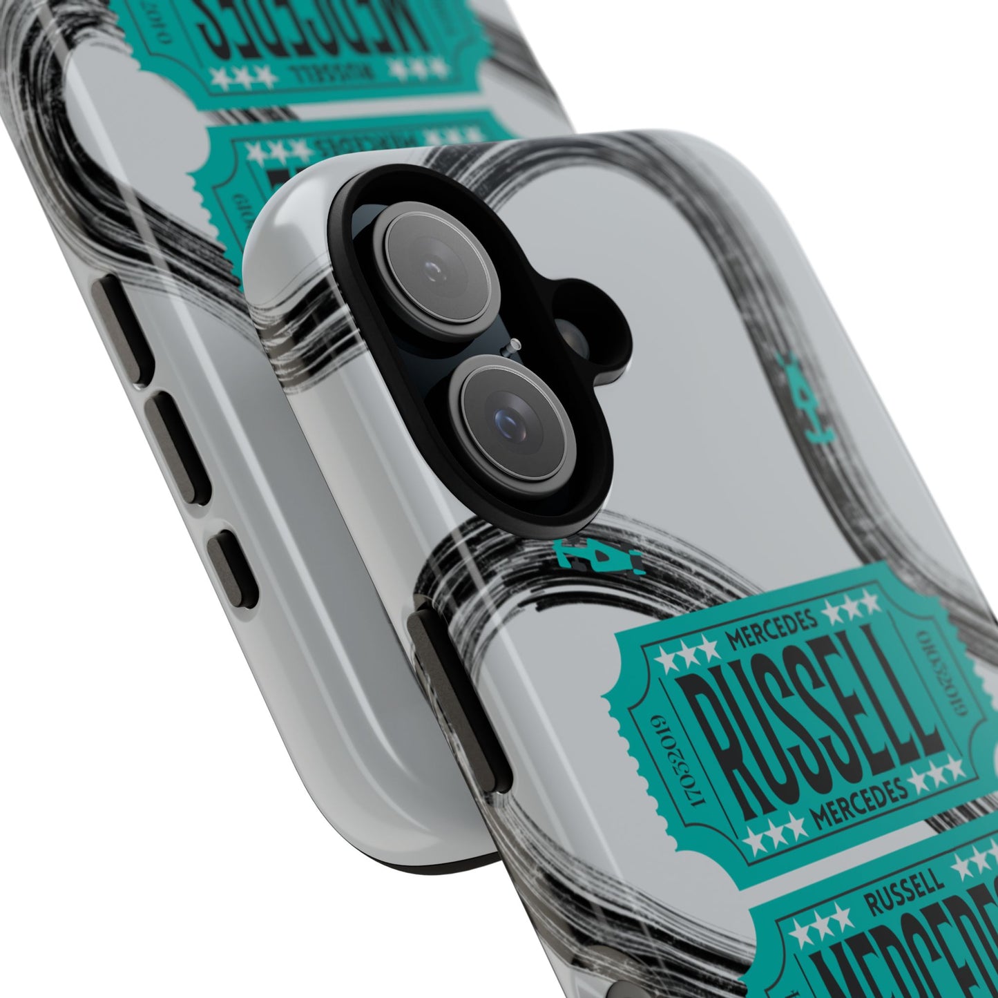 Mercedes F1 Phone Case Painted Ticket Stubs, Trendy F1 Gift, Formula 1 Gift, Cute F1 Phone Case