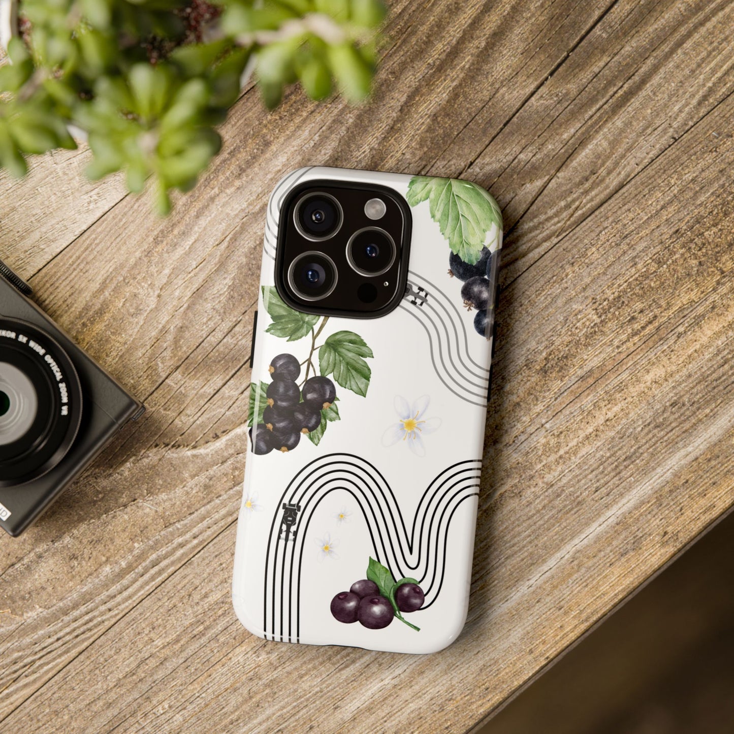 F1 Cadillac and Black Currants Phone Case, Trendy F1 Gift, Formula 1 Gift, Cute Fruit F1 Phone Case, Unique Phone Case