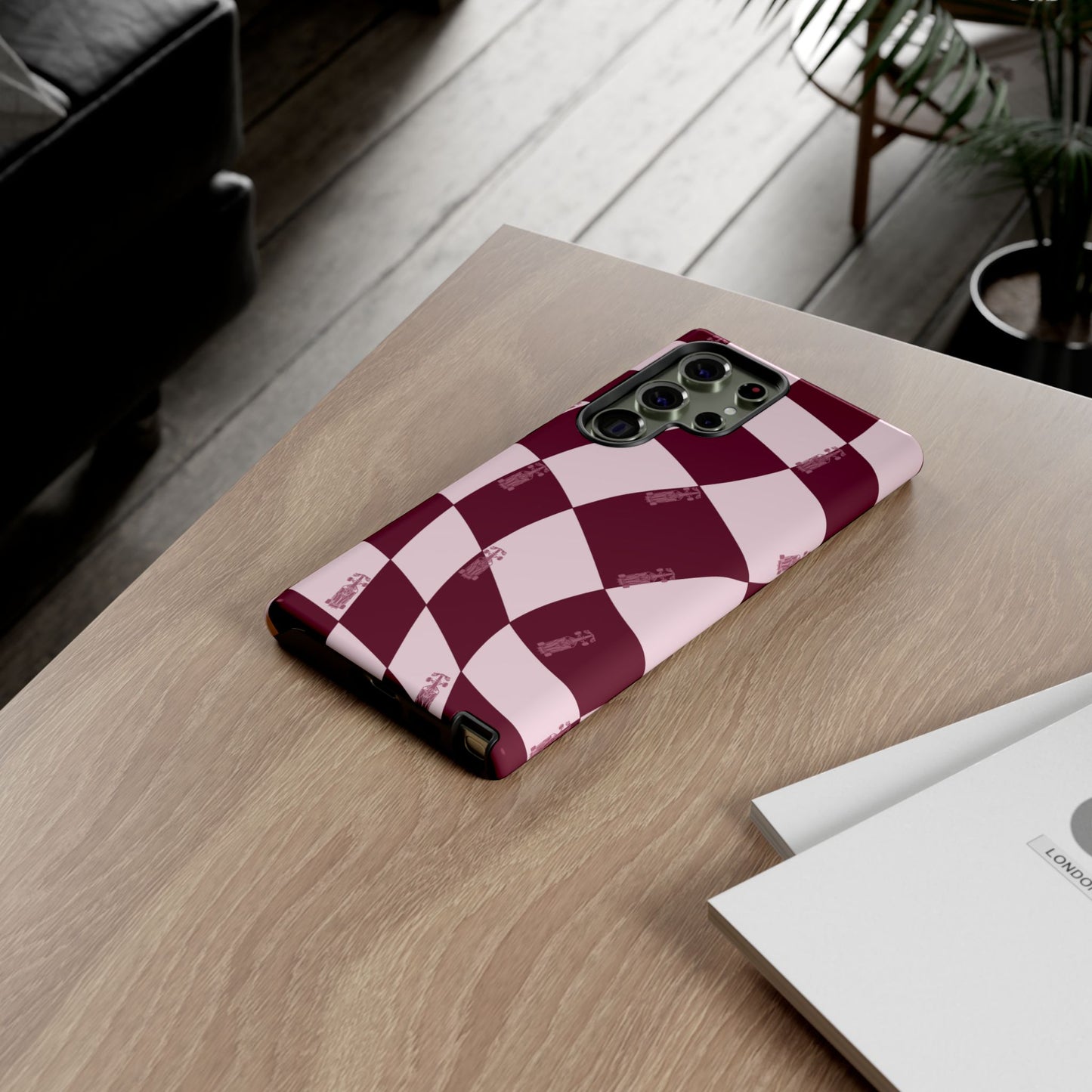 F1 Phone Case Pink Checkered Design, Trendy F1 Gift, Formula 1 Gift, Cute F1 Phone Case, Unique Formula One Phone Case