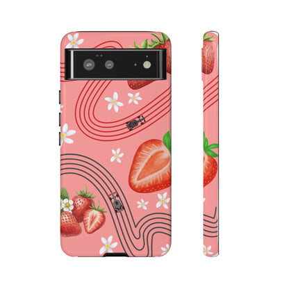 Red F1 Audi and Strawberries Phone Case, Trendy F1 Gift, Formula 1 Gift, Cute Fruit F1 Phone Case, Unique Phone Case