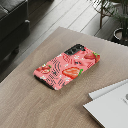 Red F1 Audi and Strawberries Phone Case, Trendy F1 Gift, Formula 1 Gift, Cute Fruit F1 Phone Case, Unique Phone Case