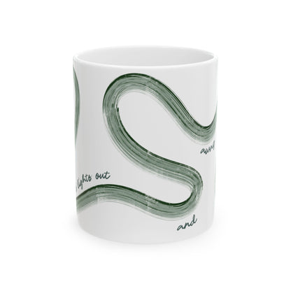 F1 Green Painted It's Lights Out and Away We Go Mug, Unique Gift for Coffee Lovers, Whimsical Formula 1 Gift