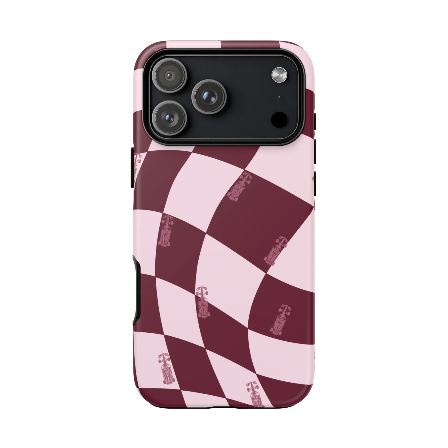 F1 Phone Case Pink Checkered Design, Trendy F1 Gift, Formula 1 Gift, Cute F1 Phone Case, Unique Formula One Phone Case