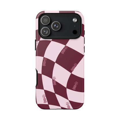 F1 Phone Case Pink Checkered Design, Trendy F1 Gift, Formula 1 Gift, Cute F1 Phone Case, Unique Formula One Phone Case